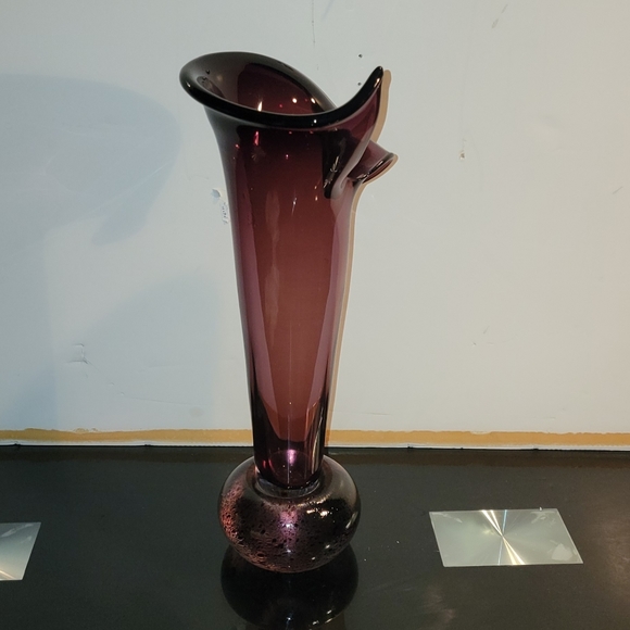 VINTAGE 1970S ITALIAN MADE ART GLASS VASE 8x16" - Picture 3 of 10